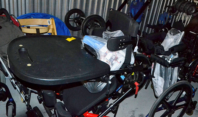 Image of wheelchairs stored at Mary's Closet